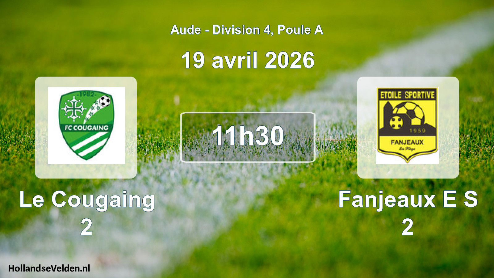 Match programmé: Le Cougaing 2 - Fanjeaux E S 2 (19 avril 2026)