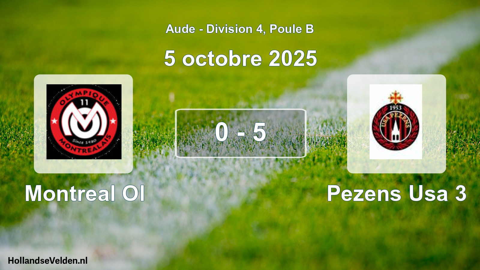 Gespeelde wedstrijd: Montreal Ol - Pezens Usa 3 0 - 5 (5 oktober 2025)