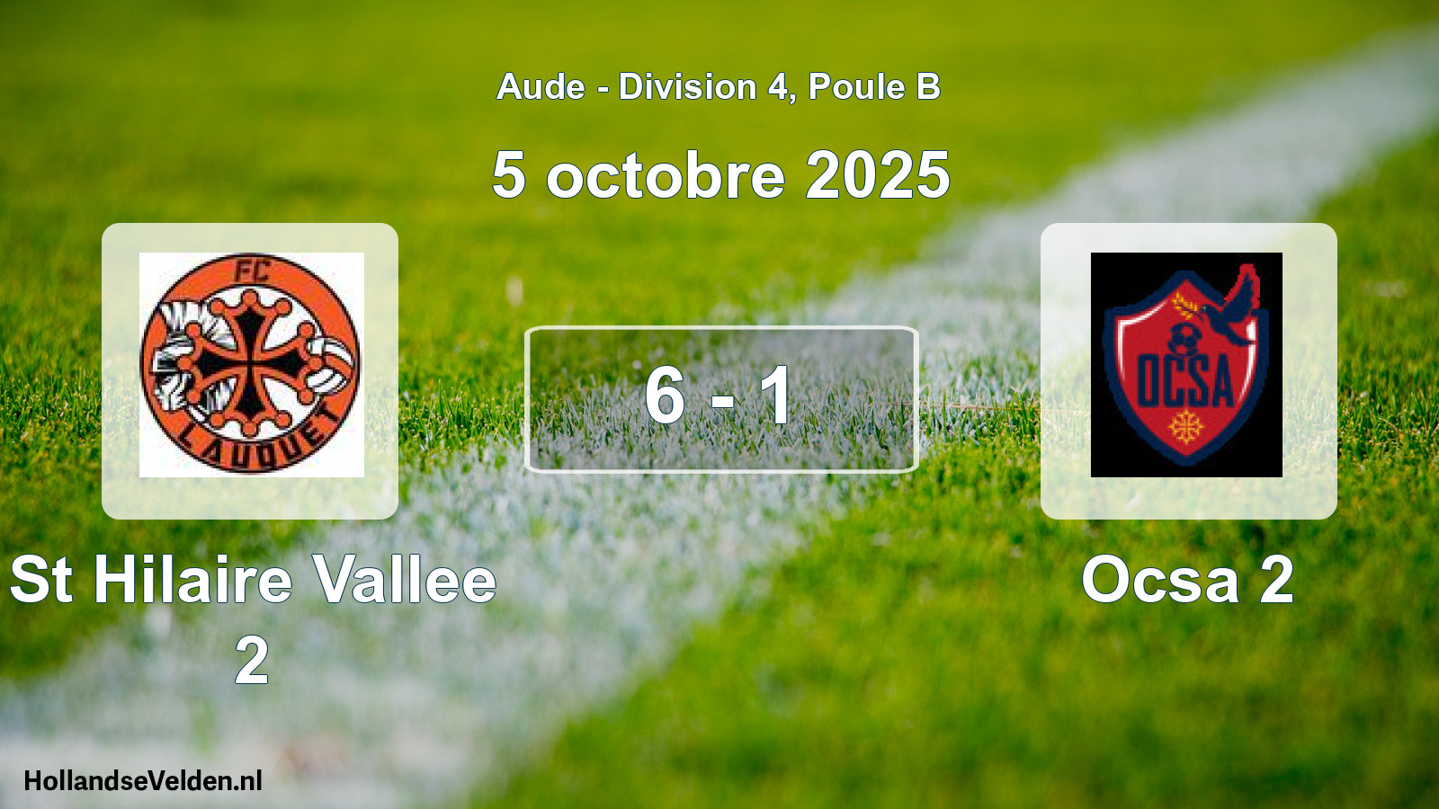 Match joué: St Hilaire Vallee 2 - Ocsa 2 6 - 1 (5 octobre 2025)