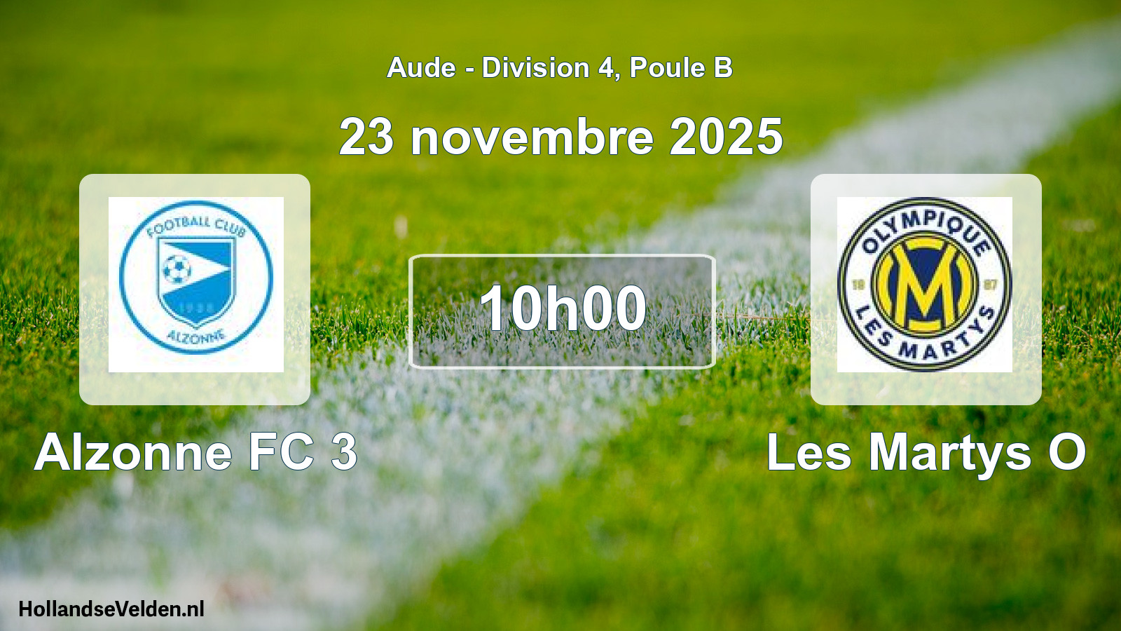 Match programmé: Alzonne FC 3 - Les Martys O (23 novembre 2025)