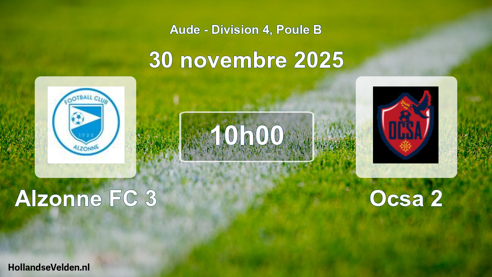 Match programmé: Alzonne FC 3 - Ocsa 2 (30 novembre 2025)