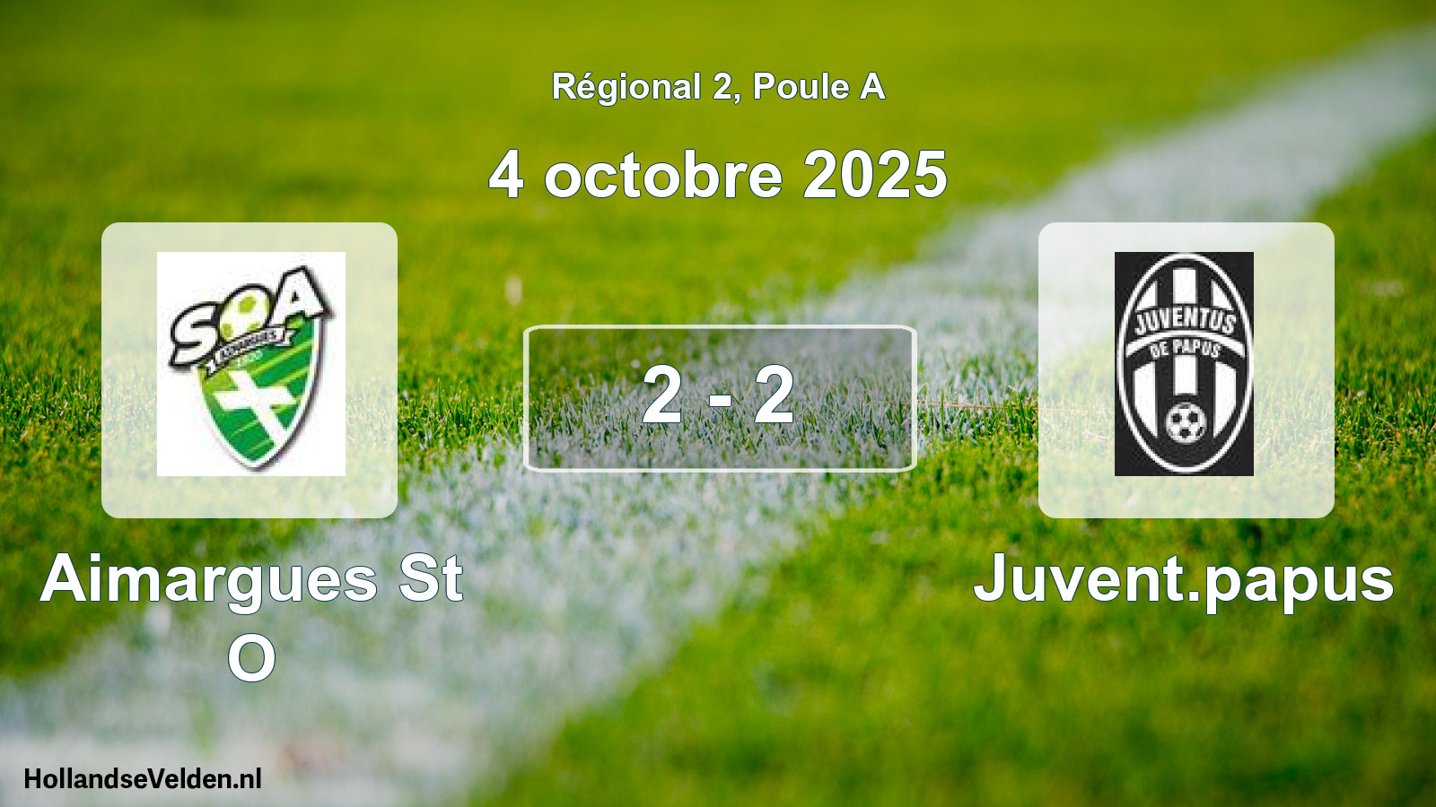 Total number of matches played: Aimargues St O - Juvent.papus 2 - 2 (4 October 2025)