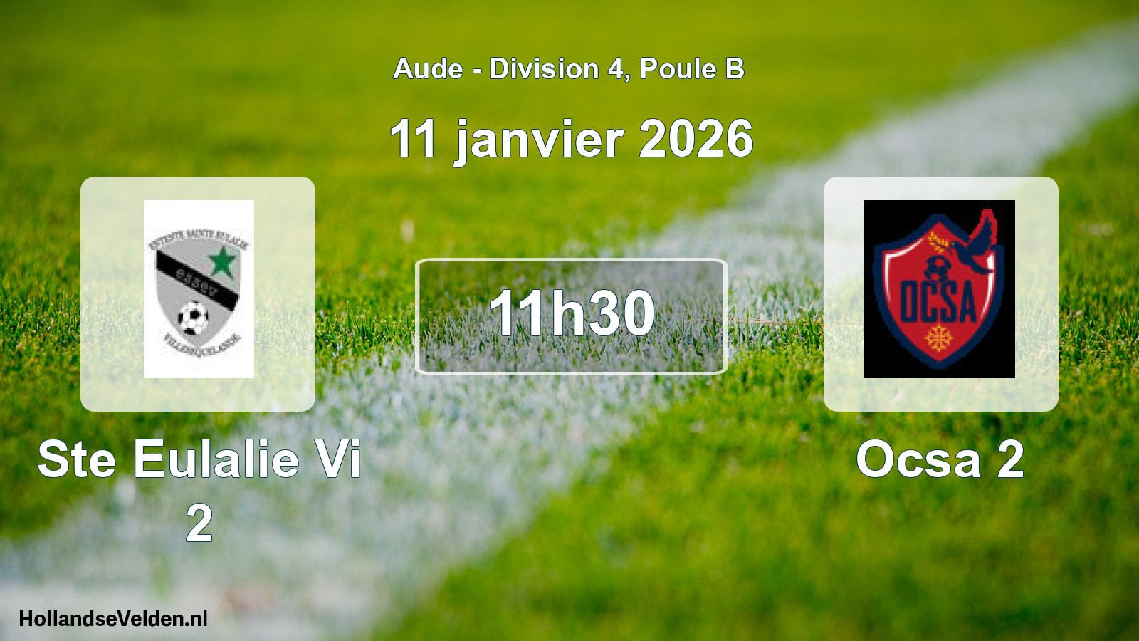 Match programmé: Ste Eulalie Vi 2 - Ocsa 2 (11 janvier 2026)