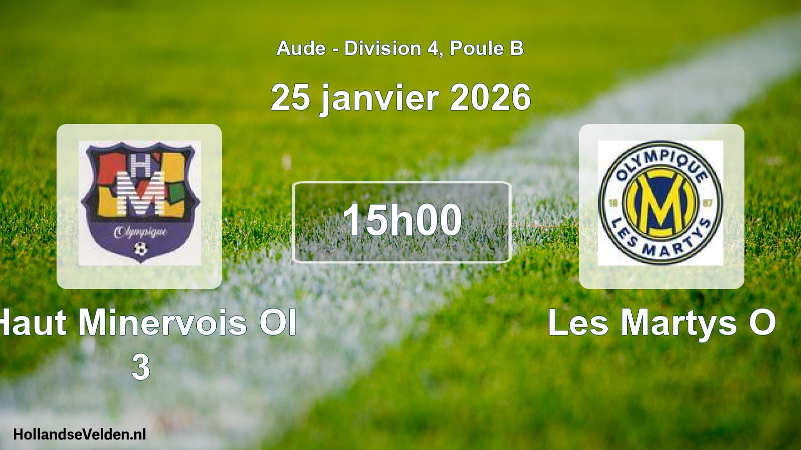 Match programmé: Haut Minervois Ol 3 - Les Martys O (25 janvier 2026)