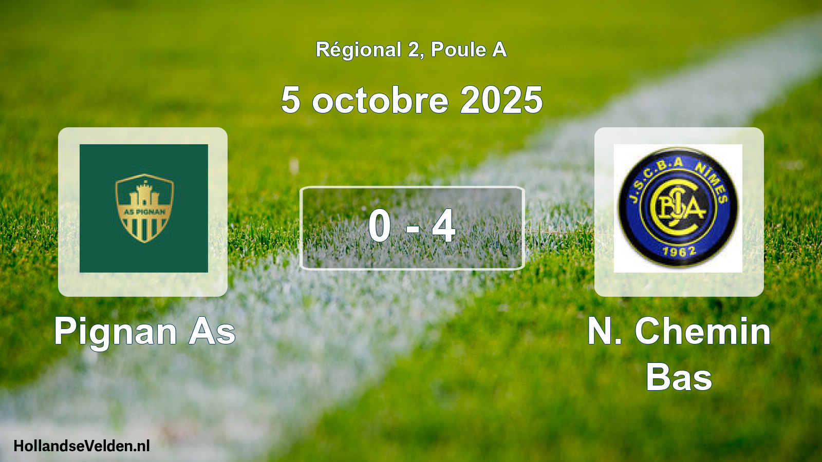 Gespeelde wedstrijd: Pignan As - N. Chemin Bas 0 - 4 (5 oktober 2025)