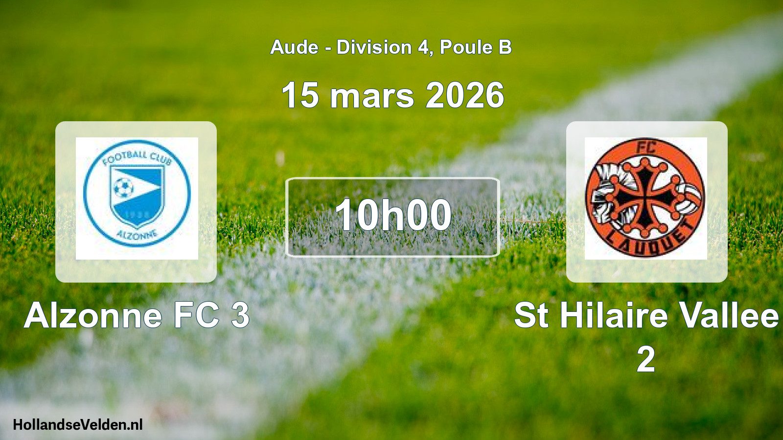 Geplande wedstrijd: Alzonne FC 3 - St Hilaire Vallee 2 (15 maart 2026)