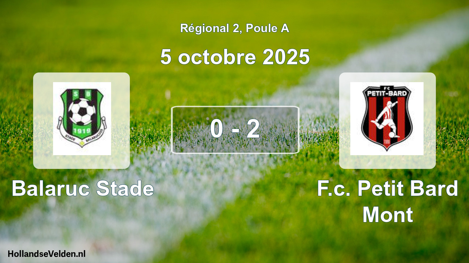 Gespeelde wedstrijd: Balaruc Stade - F.c. Petit Bard Mont 0 - 2 (5 oktober 2025)