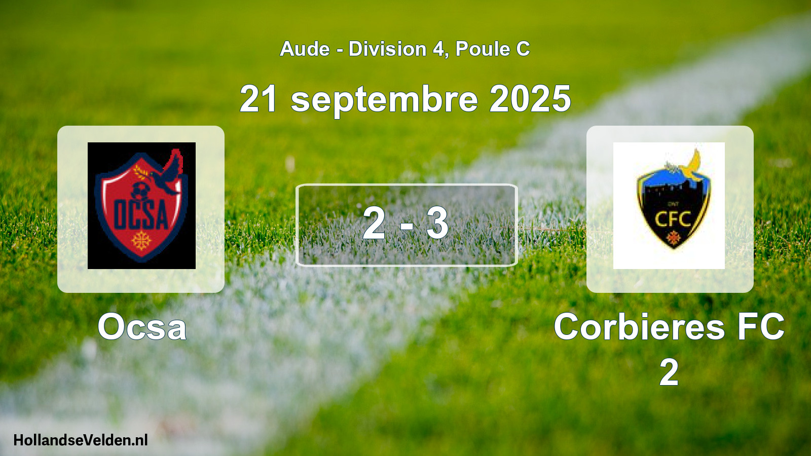 Gespeelde wedstrijd: Ocsa - Corbieres FC 2 2 - 3 (21 september 2025)