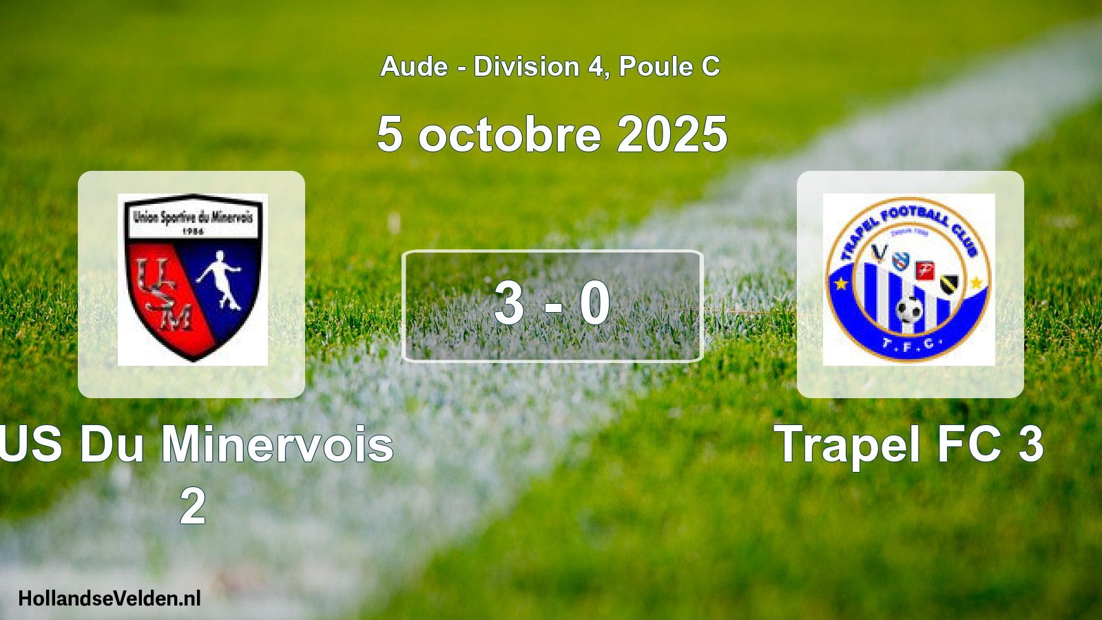 Match joué: US Du Minervois 2 - Trapel FC 3 3 - 0 (5 octobre 2025)