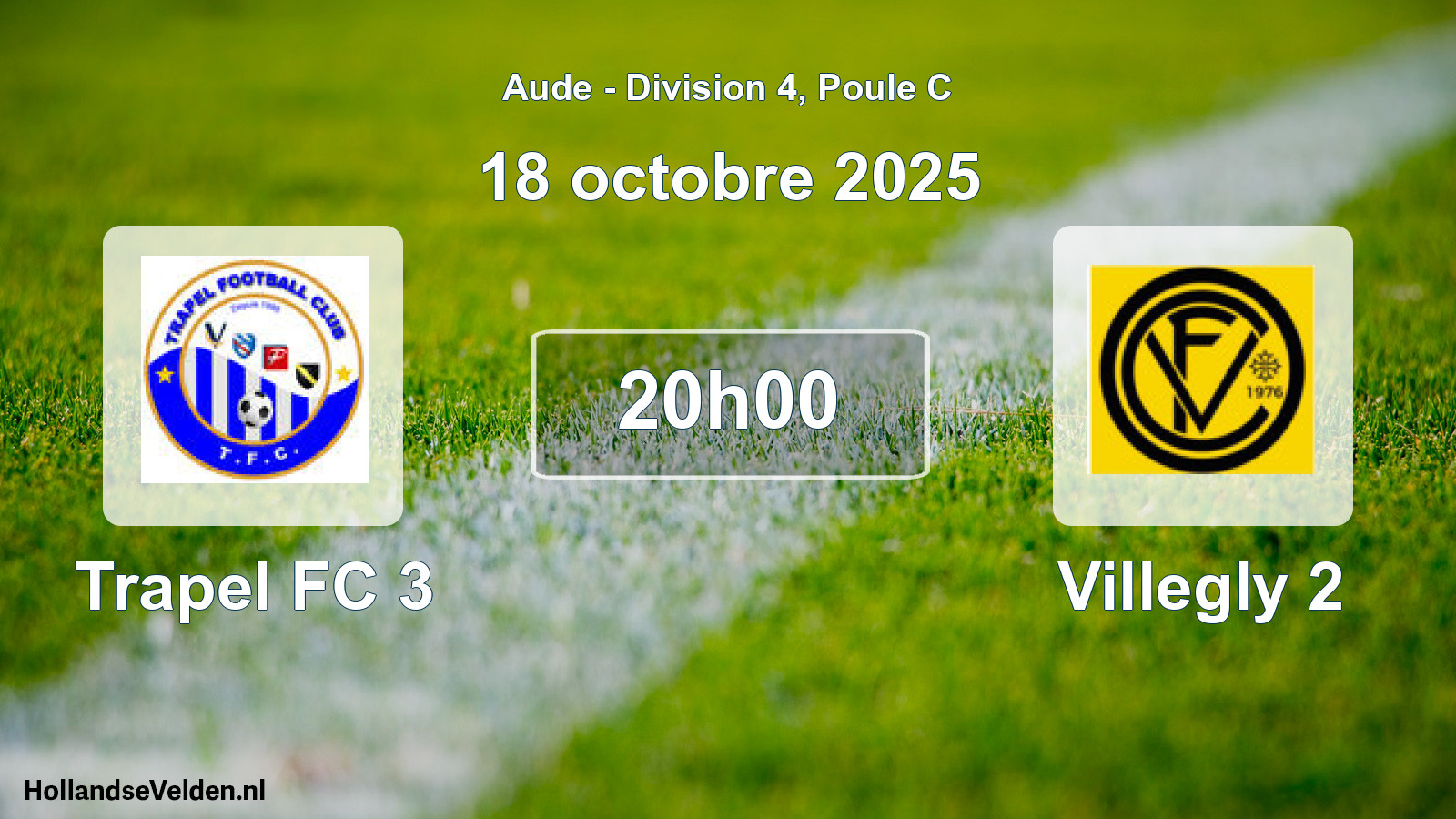 Match programmé: Trapel FC 3 - Villegly 2 (18 octobre 2025)