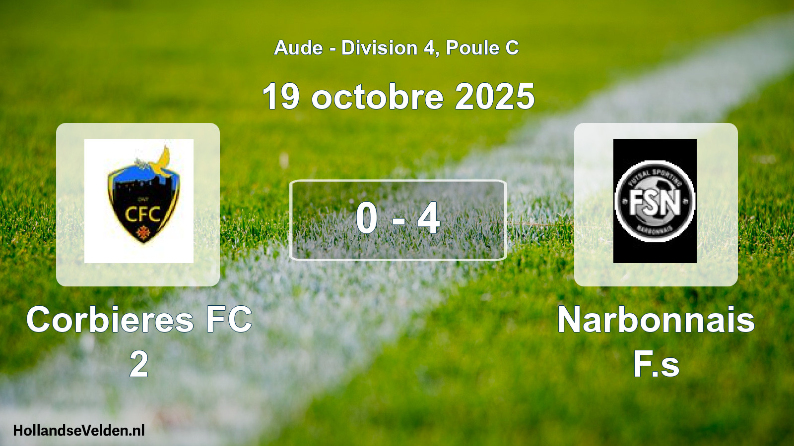 Gespeelde wedstrijd: Corbieres FC 2 - Narbonnais F.s 0 - 4 (19 oktober 2025)