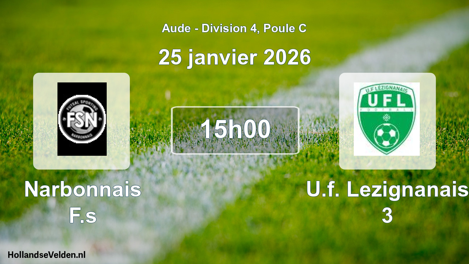 Match programmé: Narbonnais F.s - U.f. Lezignanais 3 (25 janvier 2026)