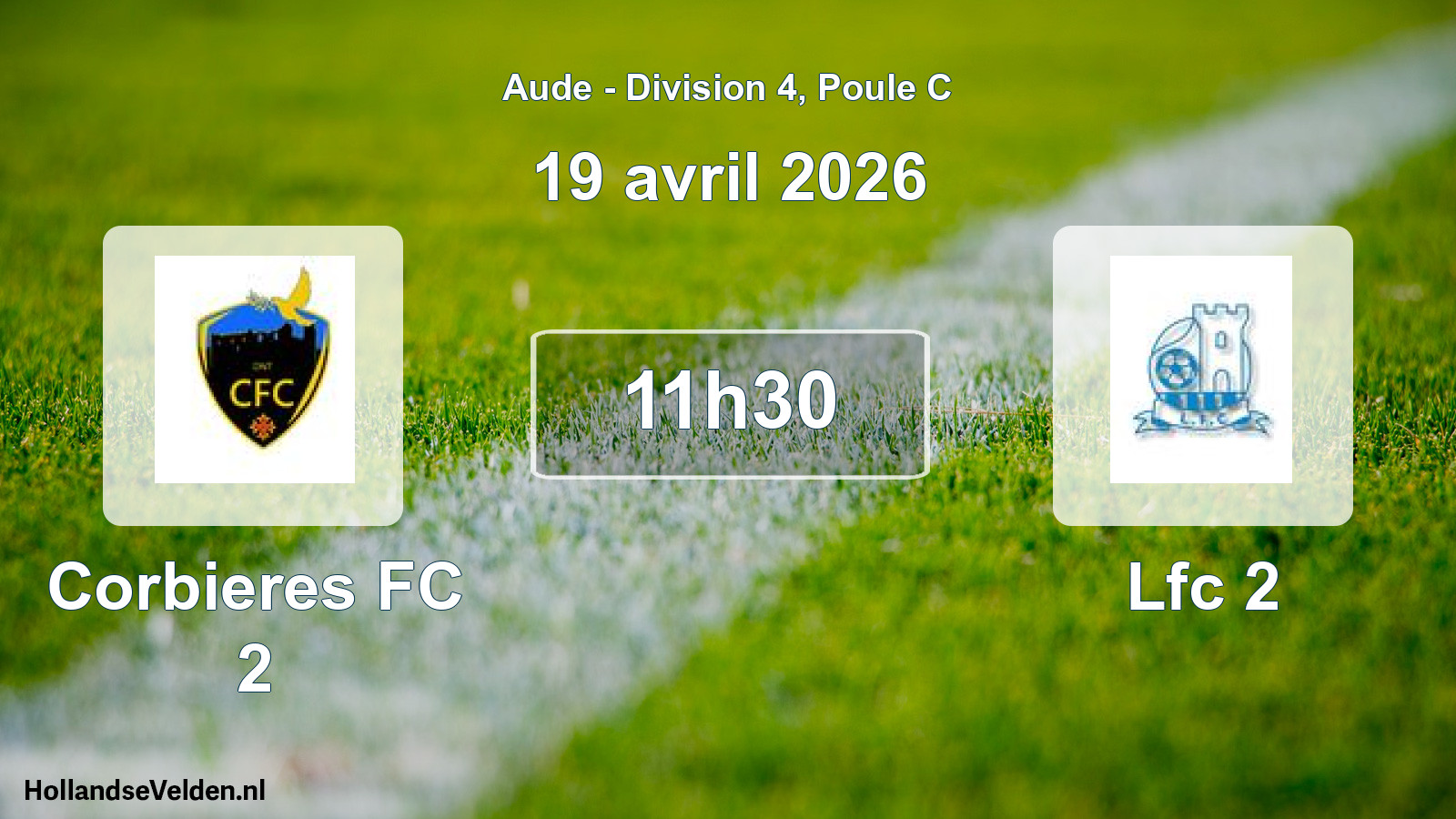 Match programmé: Corbieres FC 2 - Lfc 2 (19 avril 2026)