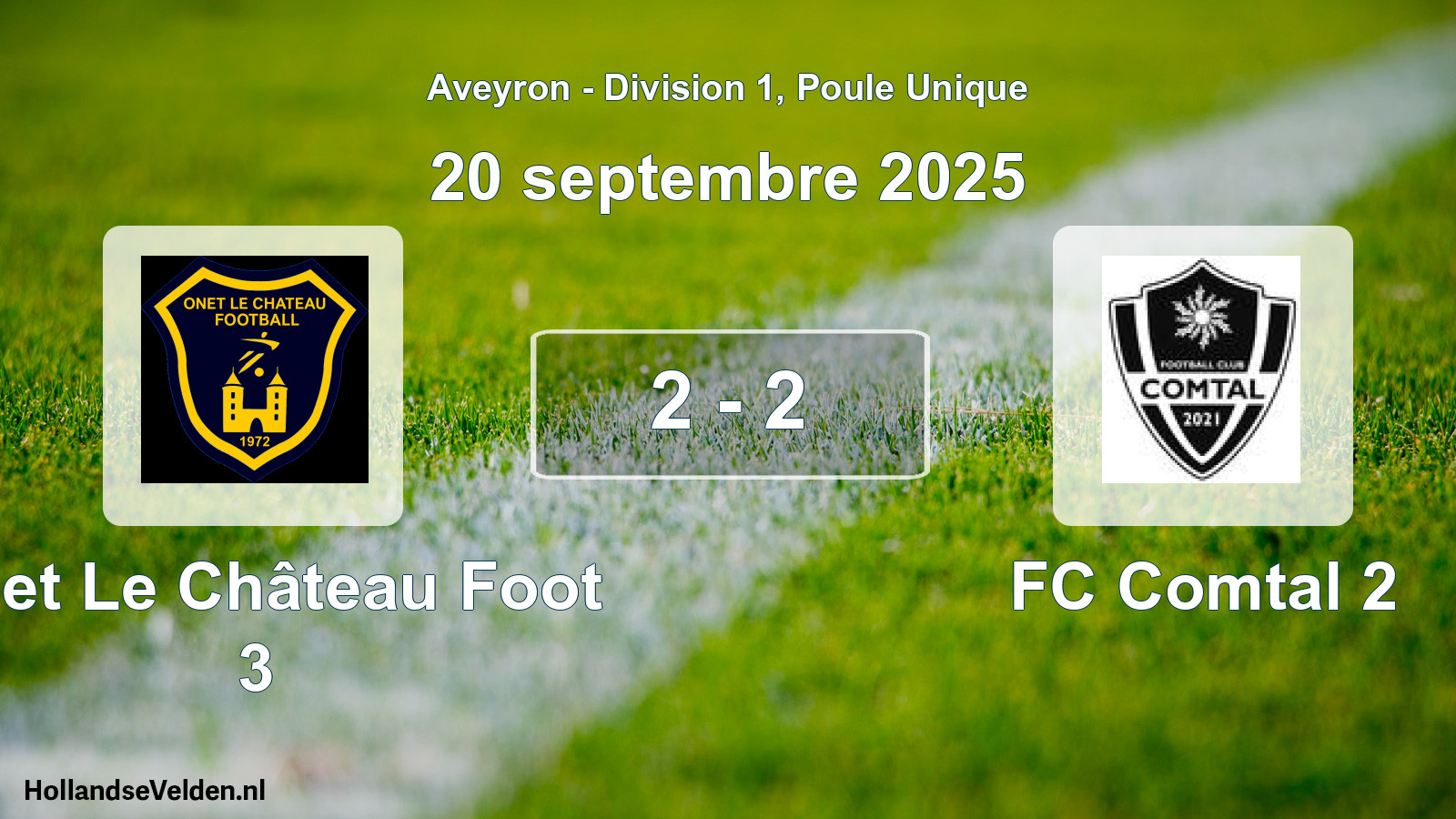 Gespeelde wedstrijd: Onet Le Château Foot 3 - FC Comtal 2 2 - 2 (20 september 2025)