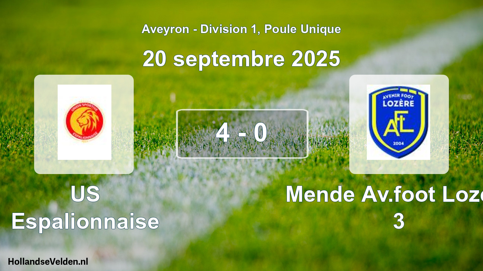 Match joué: US Espalionnaise - Mende Av.foot Lozere 3 4 - 0 (20 septembre 2025)