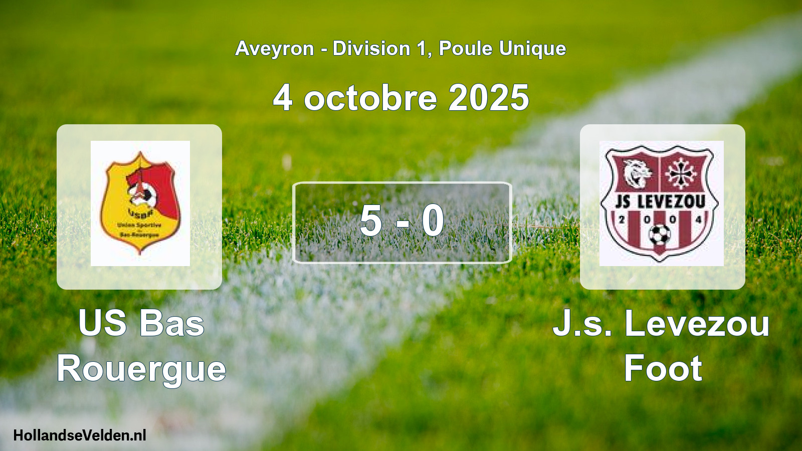 Total number of matches played: US Bas Rouergue - J.s. Levezou Foot 5 - 0 (4 October 2025)