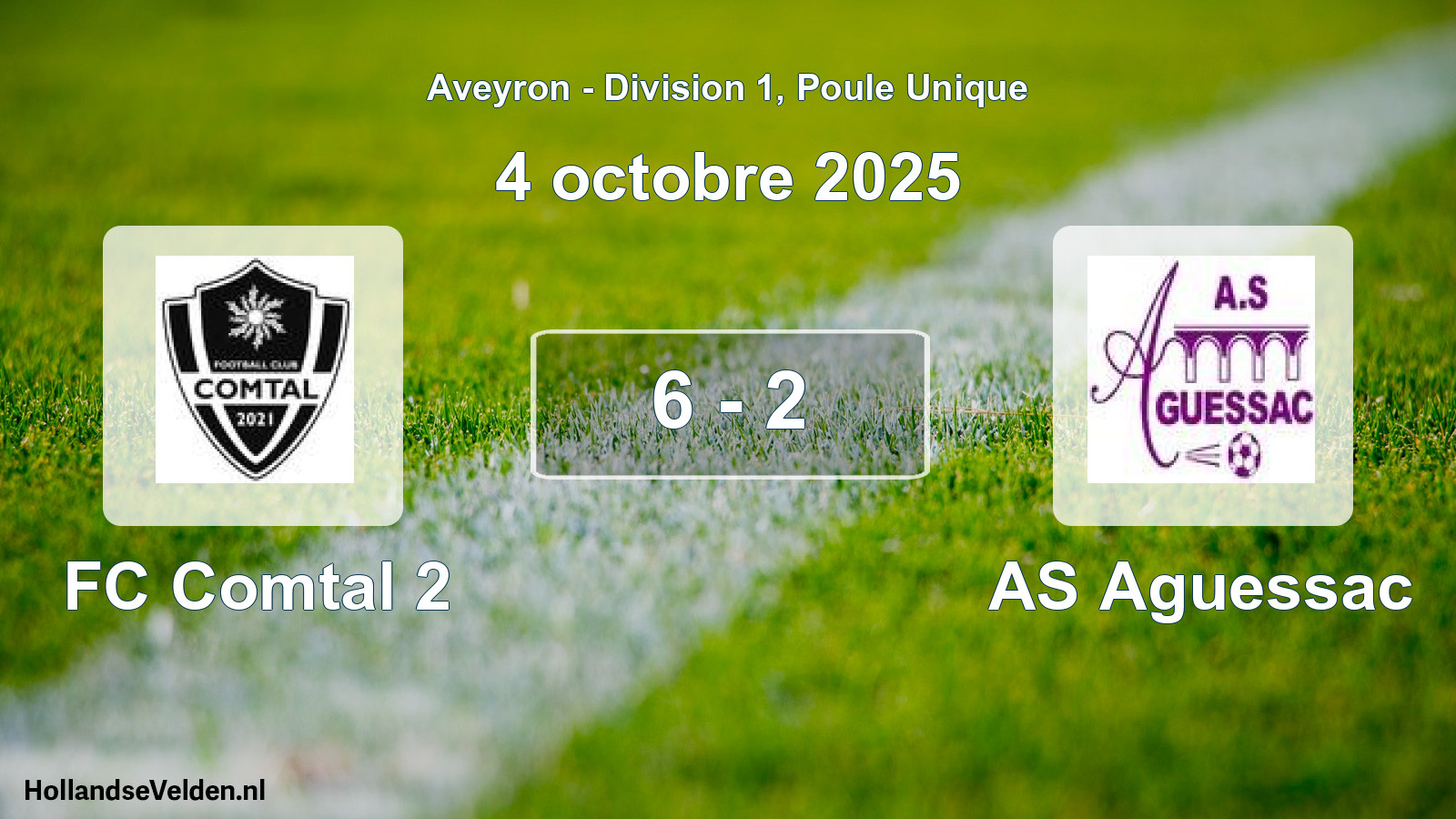 Total number of matches played: FC Comtal 2 - AS Aguessac 6 - 2 (4 October 2025)
