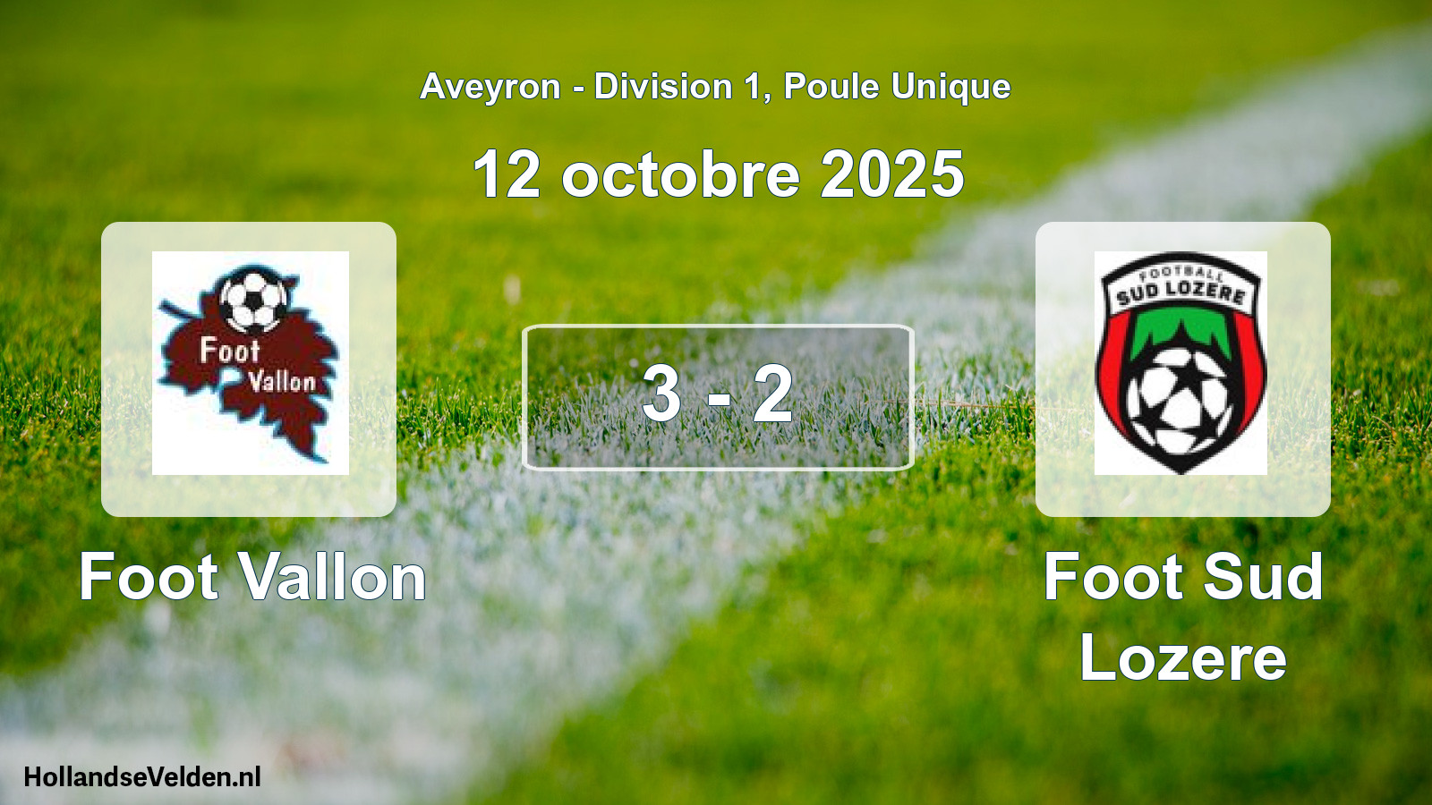 Match joué: Foot Vallon - Foot Sud Lozere 3 - 2 (12 octobre 2025)