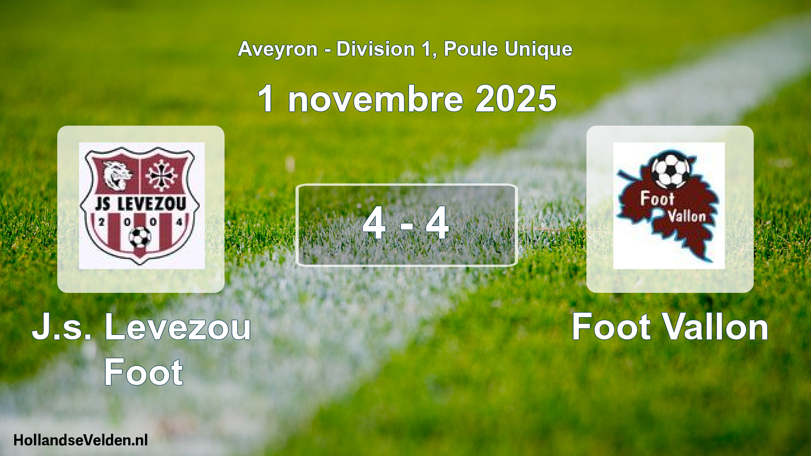 Match joué: J.s. Levezou Foot - Foot Vallon 4 - 4 (1 novembre 2025)