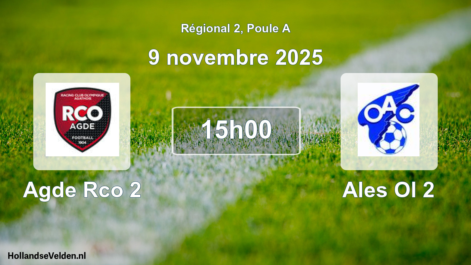 Geplande wedstrijd: Agde Rco 2 - Ales Ol 2 (9 november 2025)