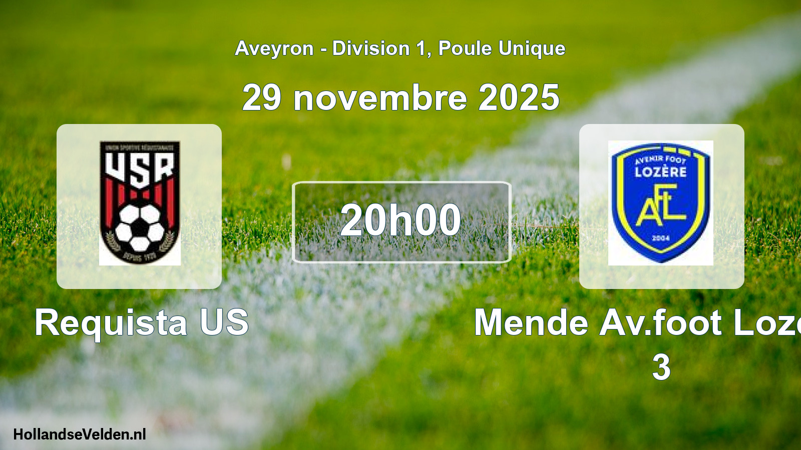 Match programmé: Requista US - Mende Av.foot Lozere 3 (29 novembre 2025)