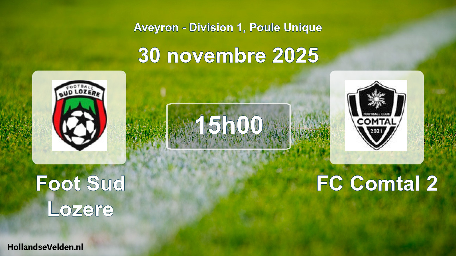 Match programmé: Foot Sud Lozere - FC Comtal 2 (30 novembre 2025)