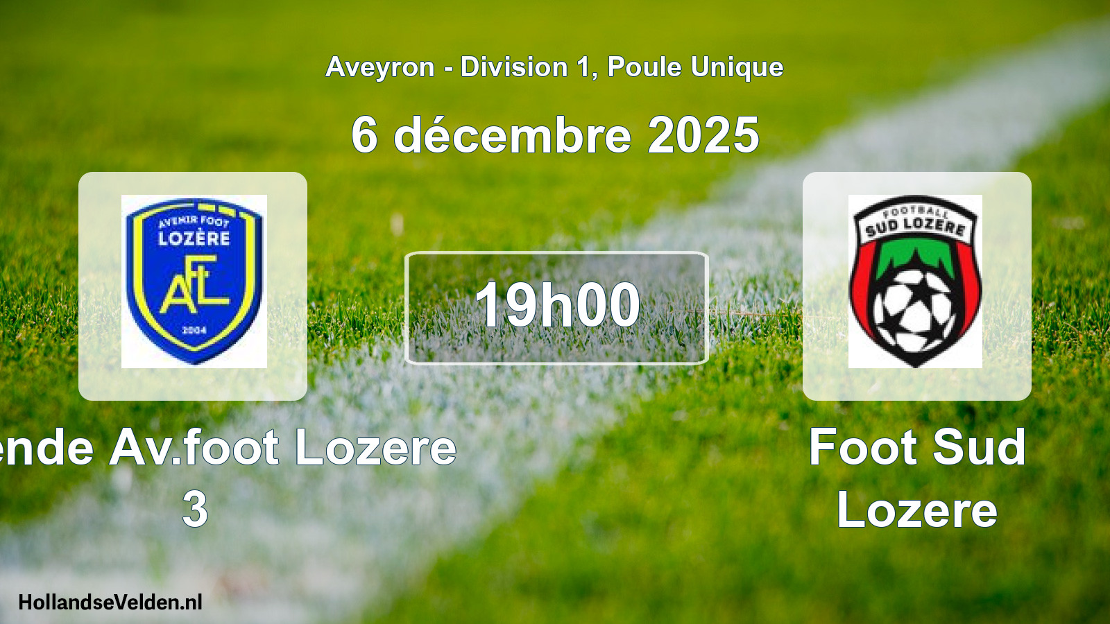 Match programmé: Mende Av.foot Lozere 3 - Foot Sud Lozere (6 décembre 2025)