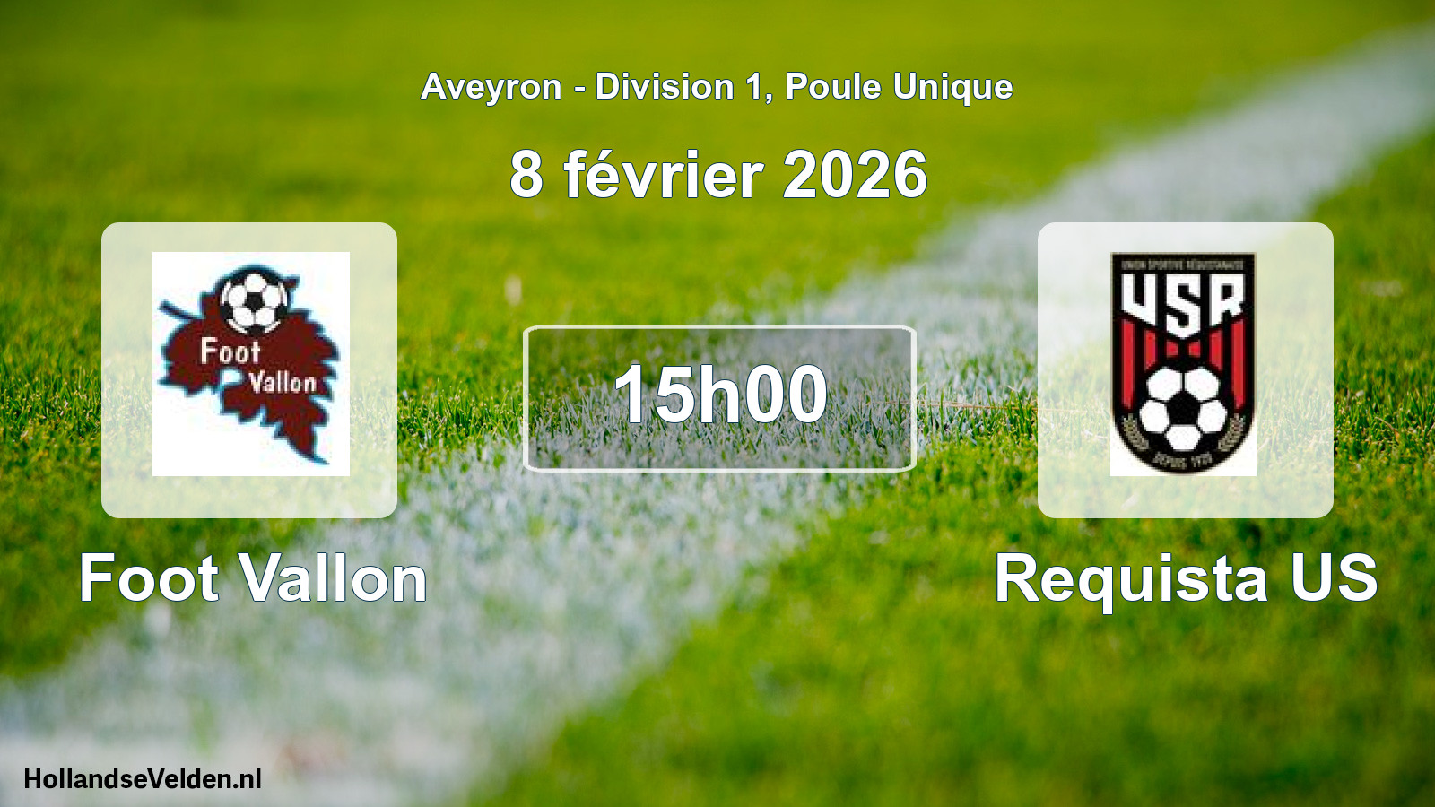 Match programmé: Foot Vallon - Requista US (8 février 2026)