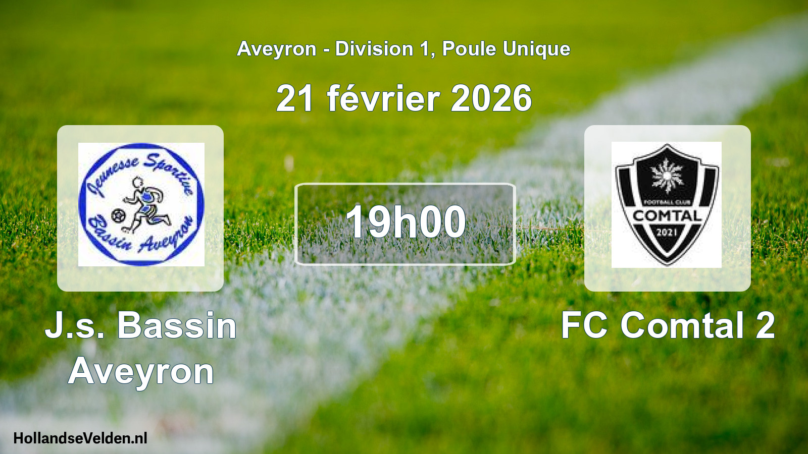 Match programmé: J.s. Bassin Aveyron - FC Comtal 2 (21 février 2026)