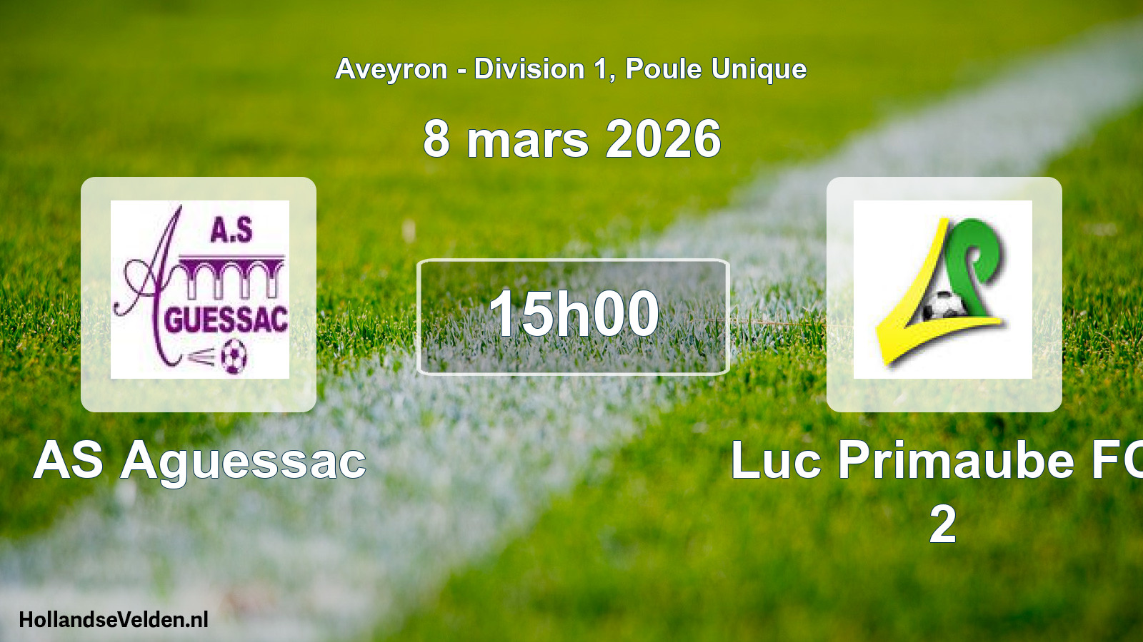 Match programmé: AS Aguessac - Luc Primaube FC 2 (8 mars 2026)