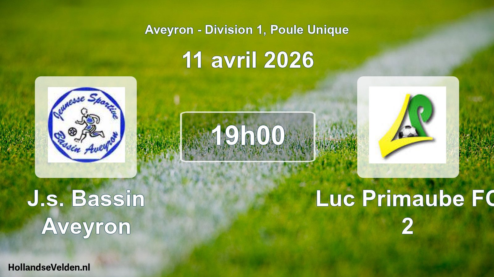 Match programmé: J.s. Bassin Aveyron - Luc Primaube FC 2 (11 avril 2026)