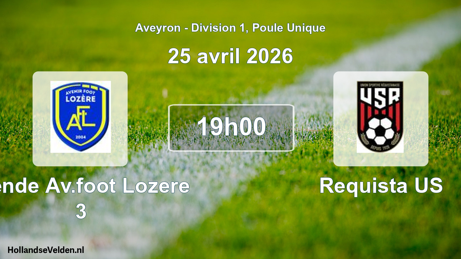 Match programmé: Mende Av.foot Lozere 3 - Requista US (25 avril 2026)