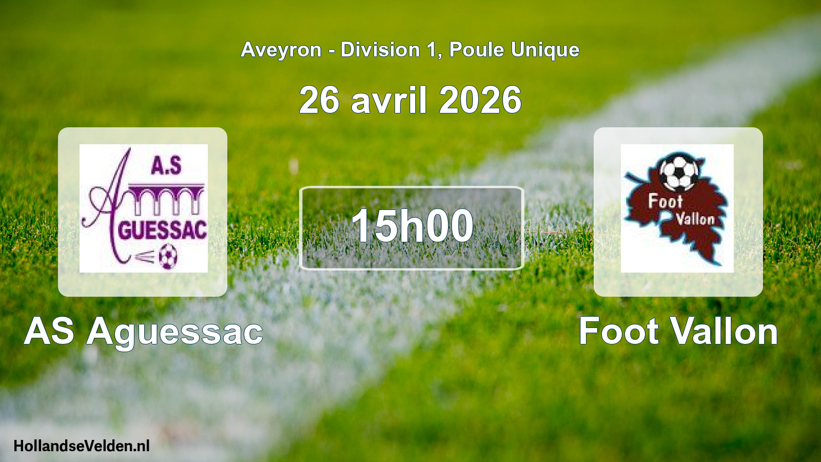 Match programmé: AS Aguessac - Foot Vallon (26 avril 2026)