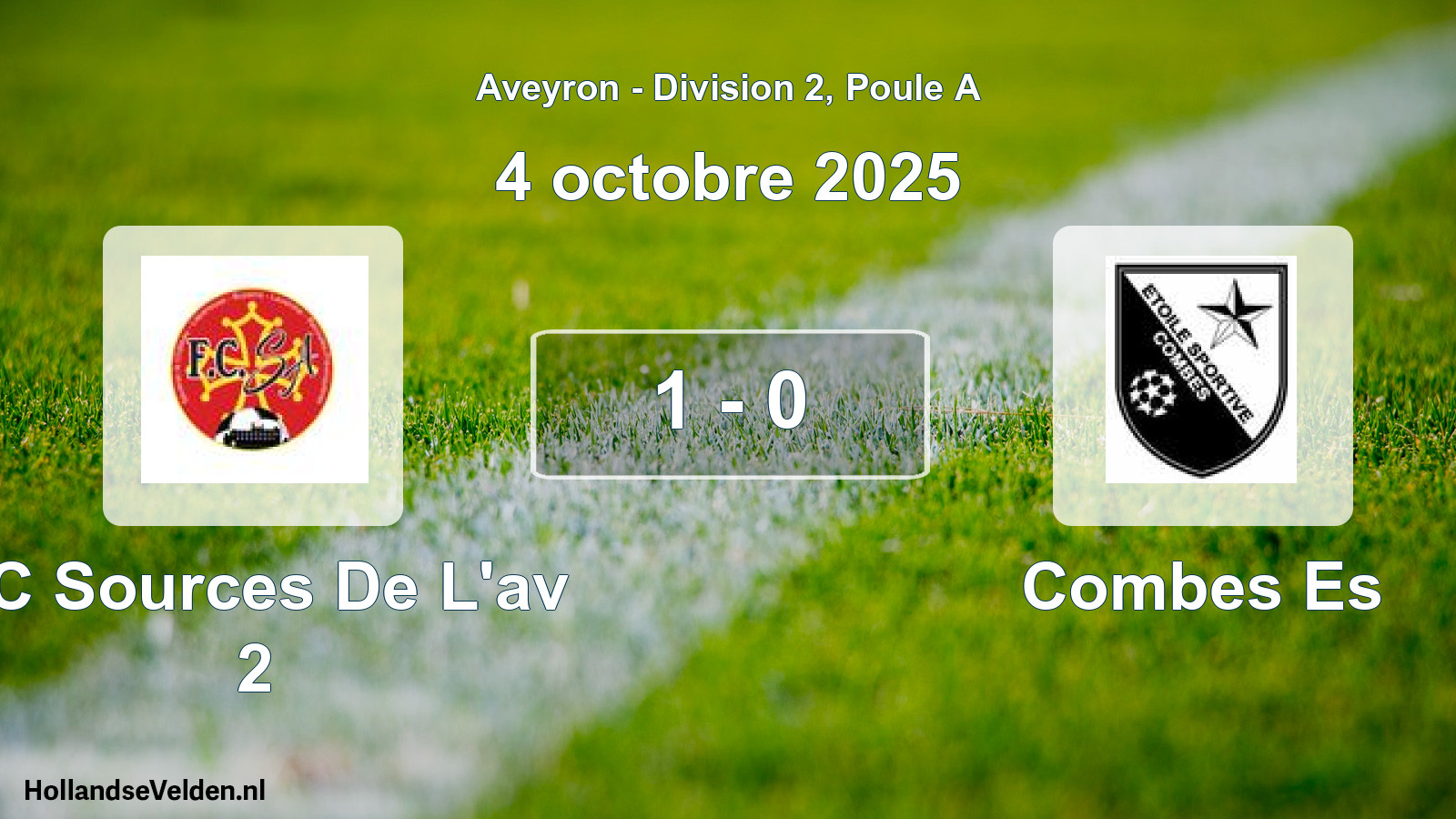 Match joué: FC Sources De L'av 2 - Combes Es 1 - 0 (4 octobre 2025)