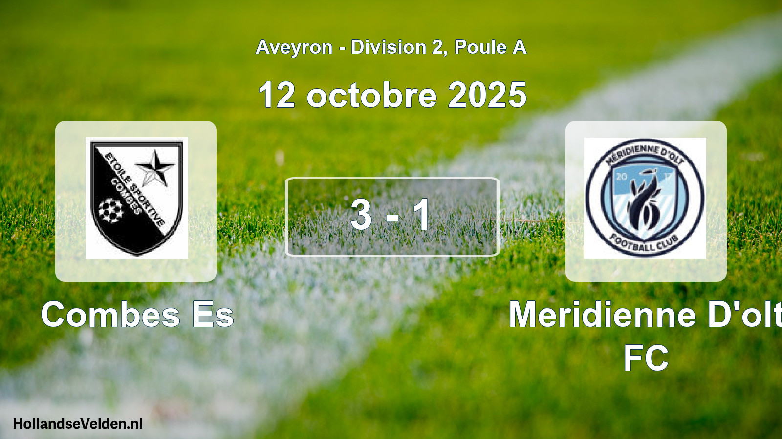 Total number of matches played: Combes Es - Meridienne D'olt FC 3 - 1 (12 October 2025)