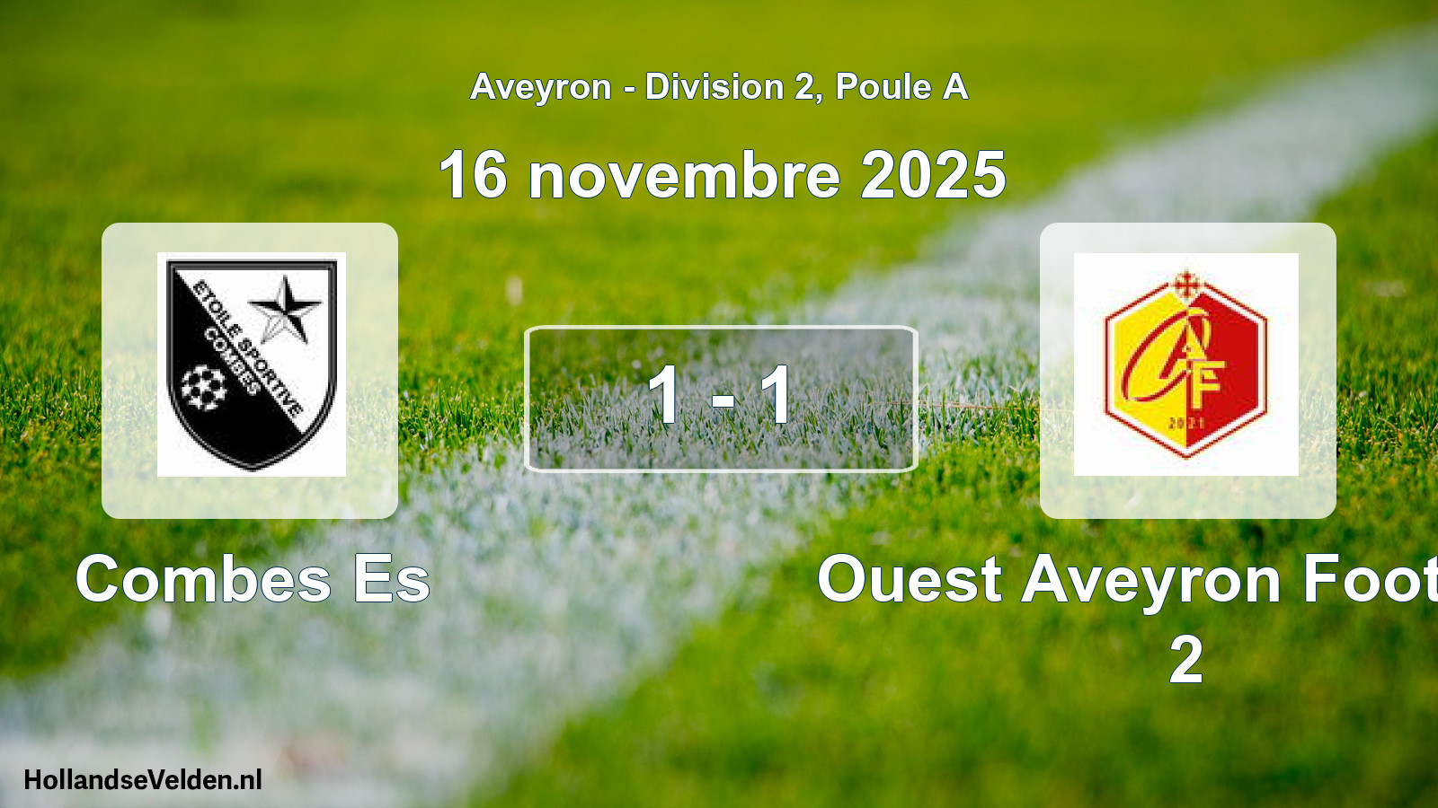 Match joué: Combes Es - Ouest Aveyron Football 2 1 - 1 (16 novembre 2025)