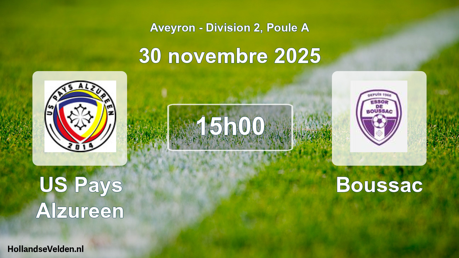 Match programmé: US Pays Alzureen - Boussac (30 novembre 2025)