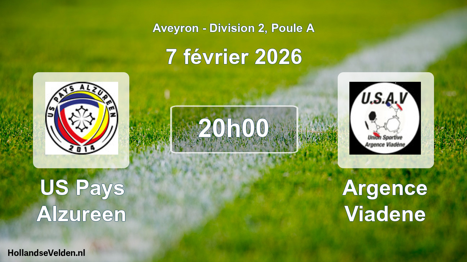 Match programmé: US Pays Alzureen - Argence Viadene (7 février 2026)