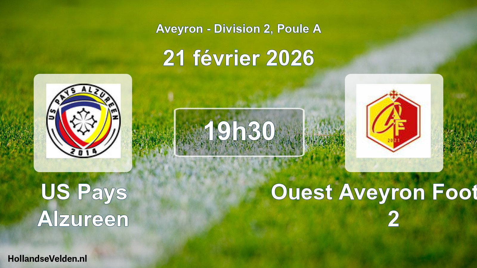 Scheduled Match: US Pays Alzureen - Ouest Aveyron Football 2 (21 February 2026)