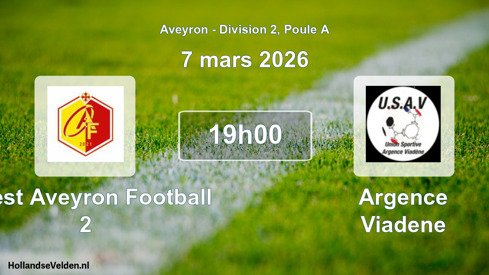 Match programmé: Ouest Aveyron Football 2 - Argence Viadene (7 mars 2026)