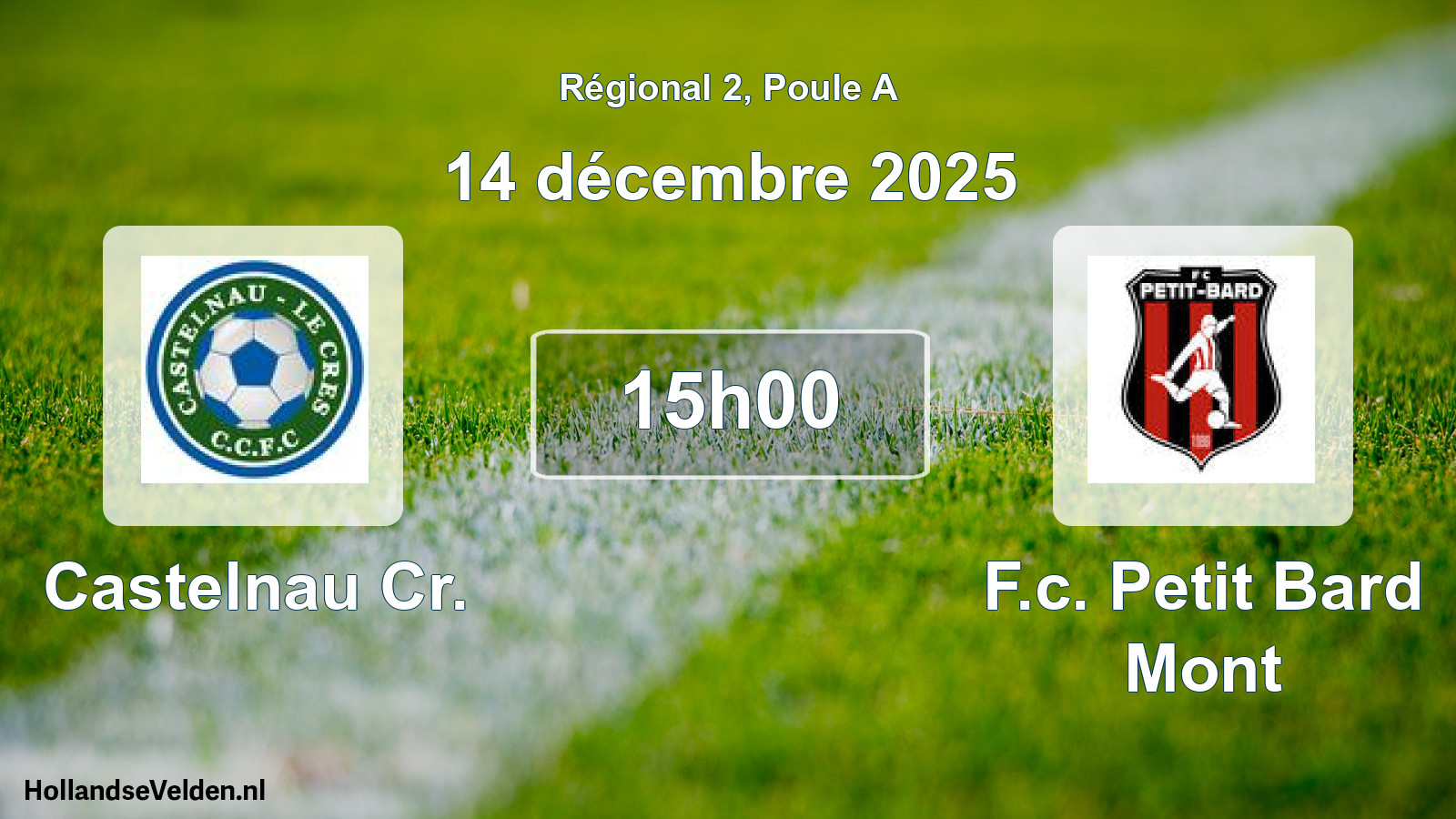 Geplande wedstrijd: Castelnau Cr. - F.c. Petit Bard Mont (14 décembre 2025)