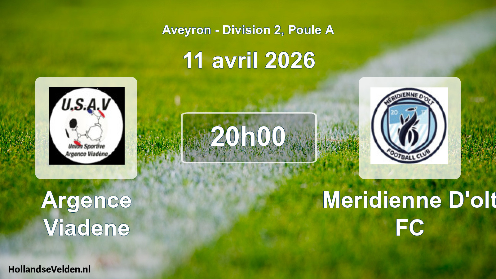 Match programmé: Argence Viadene - Meridienne D'olt FC (11 avril 2026)