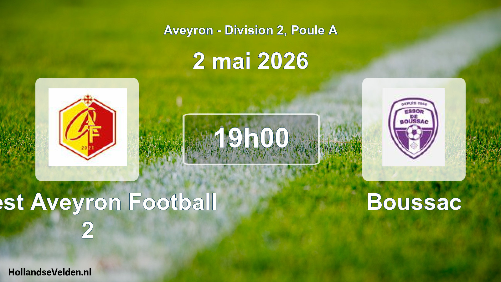 Geplande wedstrijd: Ouest Aveyron Football 2 - Boussac (2 mei 2026)
