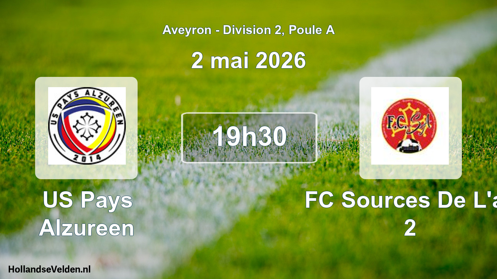 Match programmé: US Pays Alzureen - FC Sources De L'av 2 (2 mai 2026)