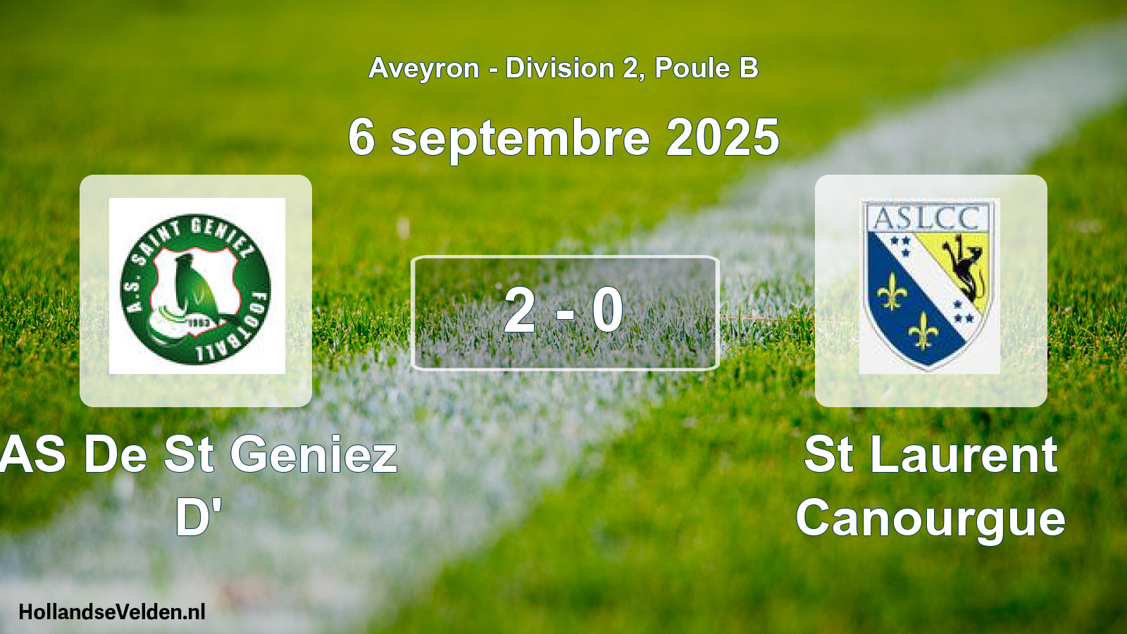Match joué: AS De St Geniez D' - St Laurent Canourgue 2 - 0 (6 septembre 2025)