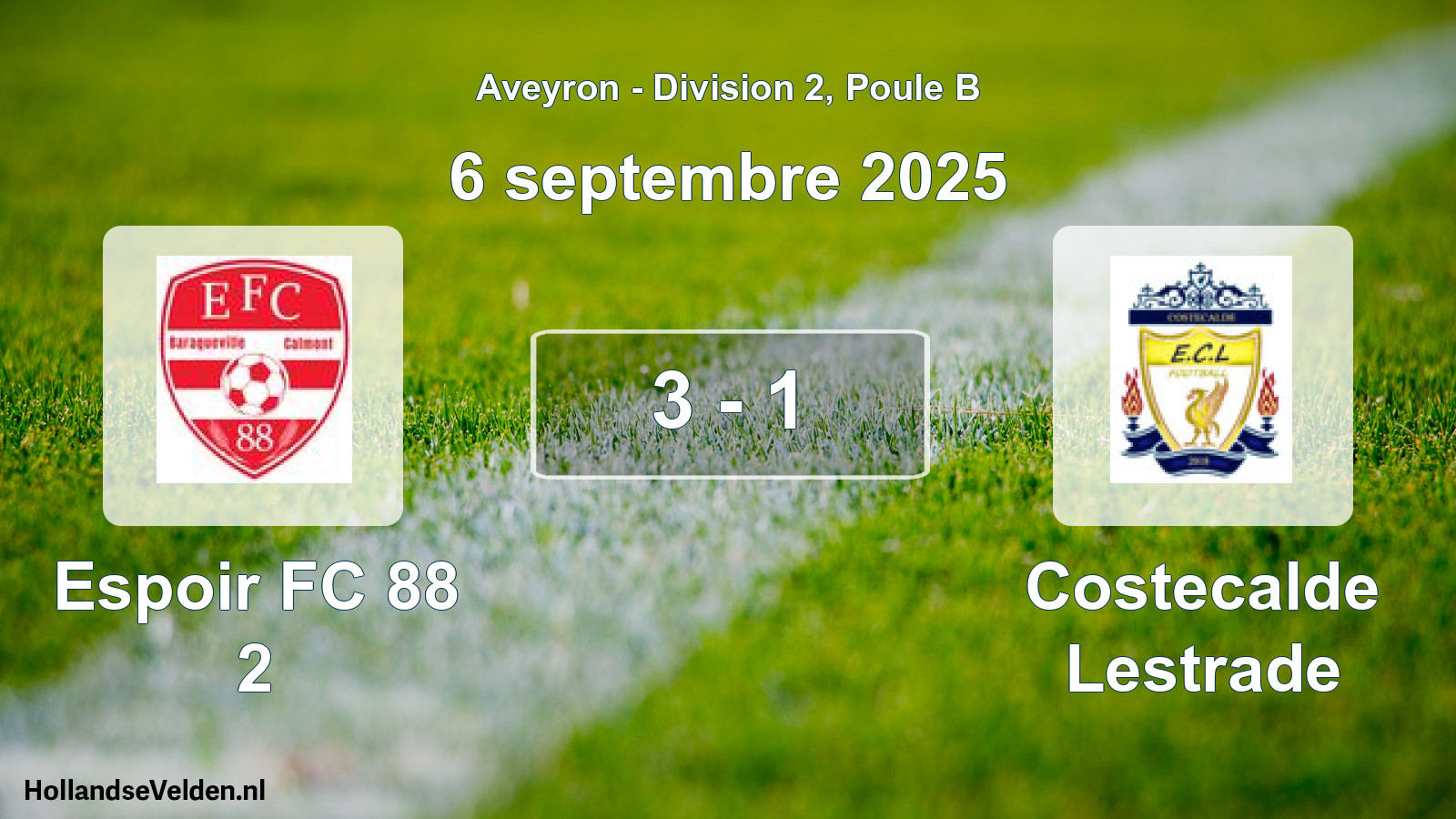 Match joué: Espoir FC 88 2 - Costecalde Lestrade 3 - 1 (6 septembre 2025)