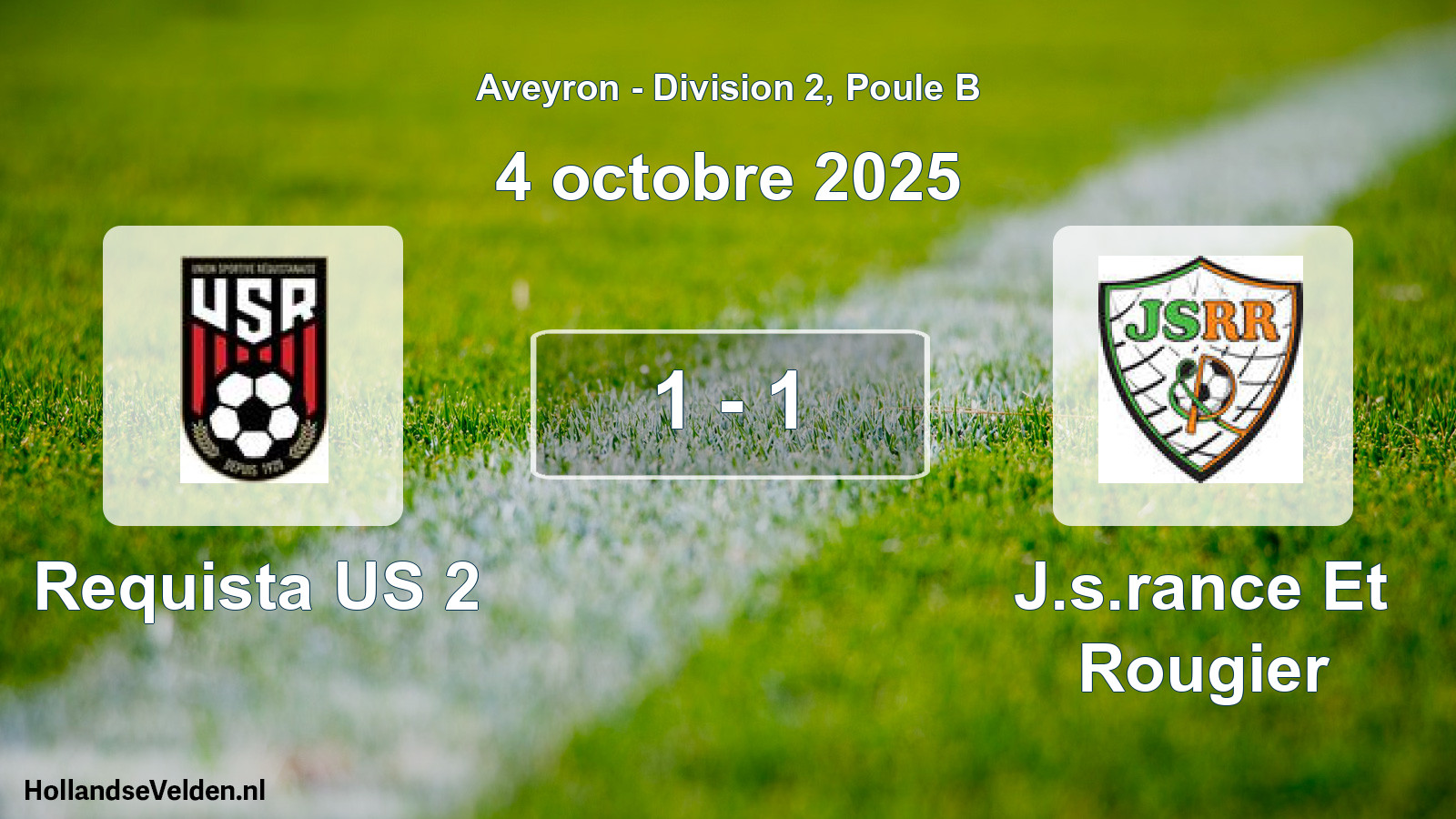 Match joué: Requista US 2 - J.s.rance Et Rougier 1 - 1 (4 octobre 2025)