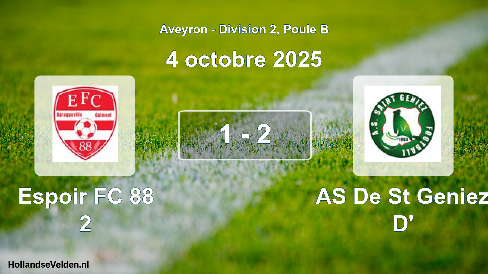 Match joué: Espoir FC 88 2 - AS De St Geniez D' 1 - 2 (4 octobre 2025)