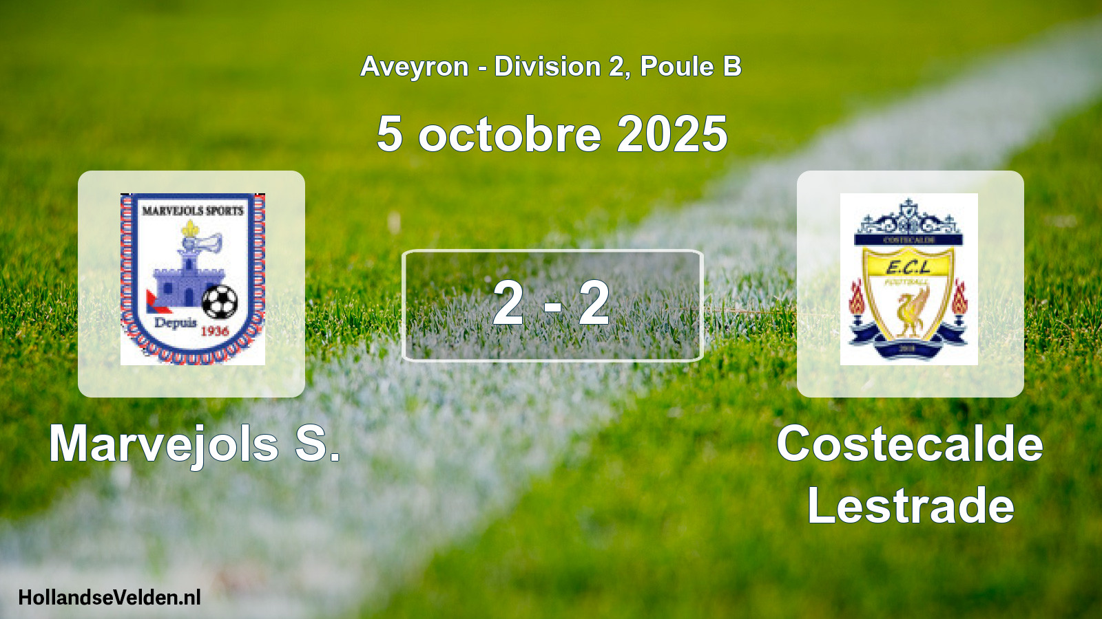 Total number of matches played: Marvejols S. - Costecalde Lestrade 2 - 2 (5 October 2025)