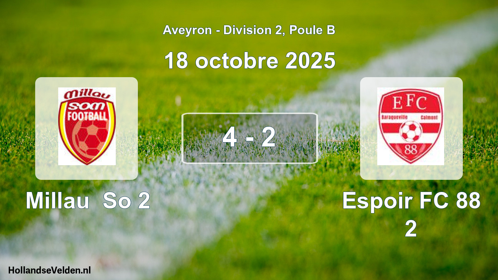 Match joué: Millau So 2 - Espoir FC 88 2 4 - 2 (18 octobre 2025)